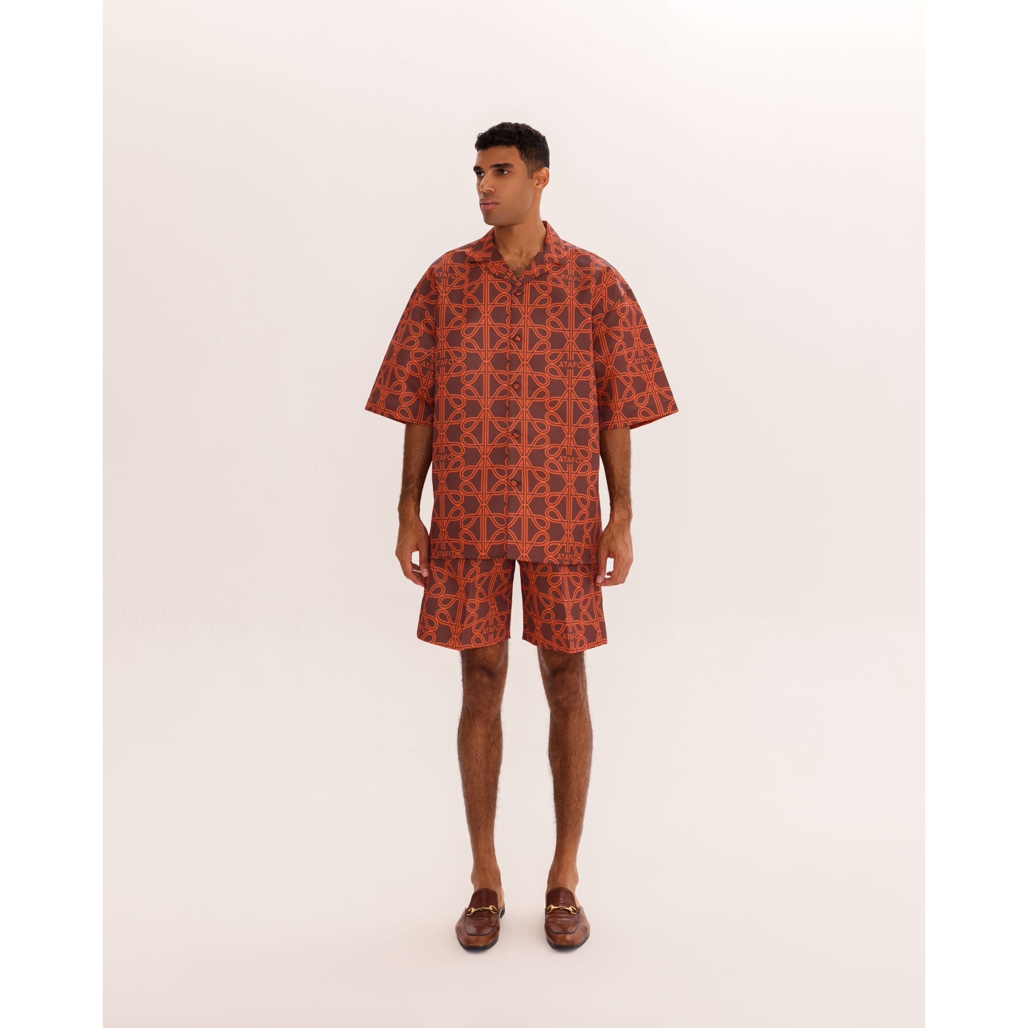 ATAFO Satin Cuban collar shirt set with Shorts2